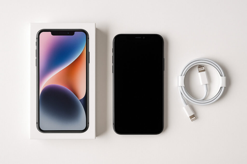 アイフォンの箱とケーブル